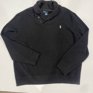 Polo Ralph Lauren luxury Jersey Shawl-Collar Pullover NWT, Size XL, Black